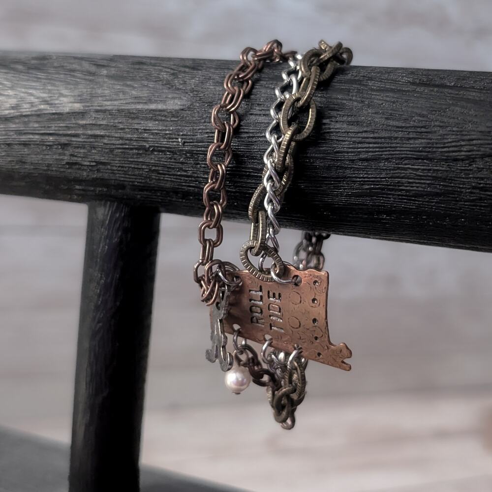 Roll Tide Alabama Mixed Metal Bracelet Bangle